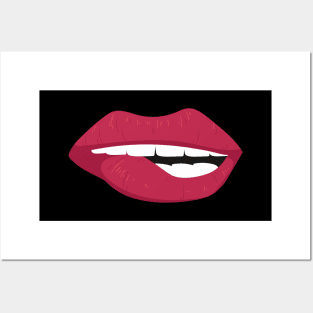 RED LIPS FACE MASK Posters and Art